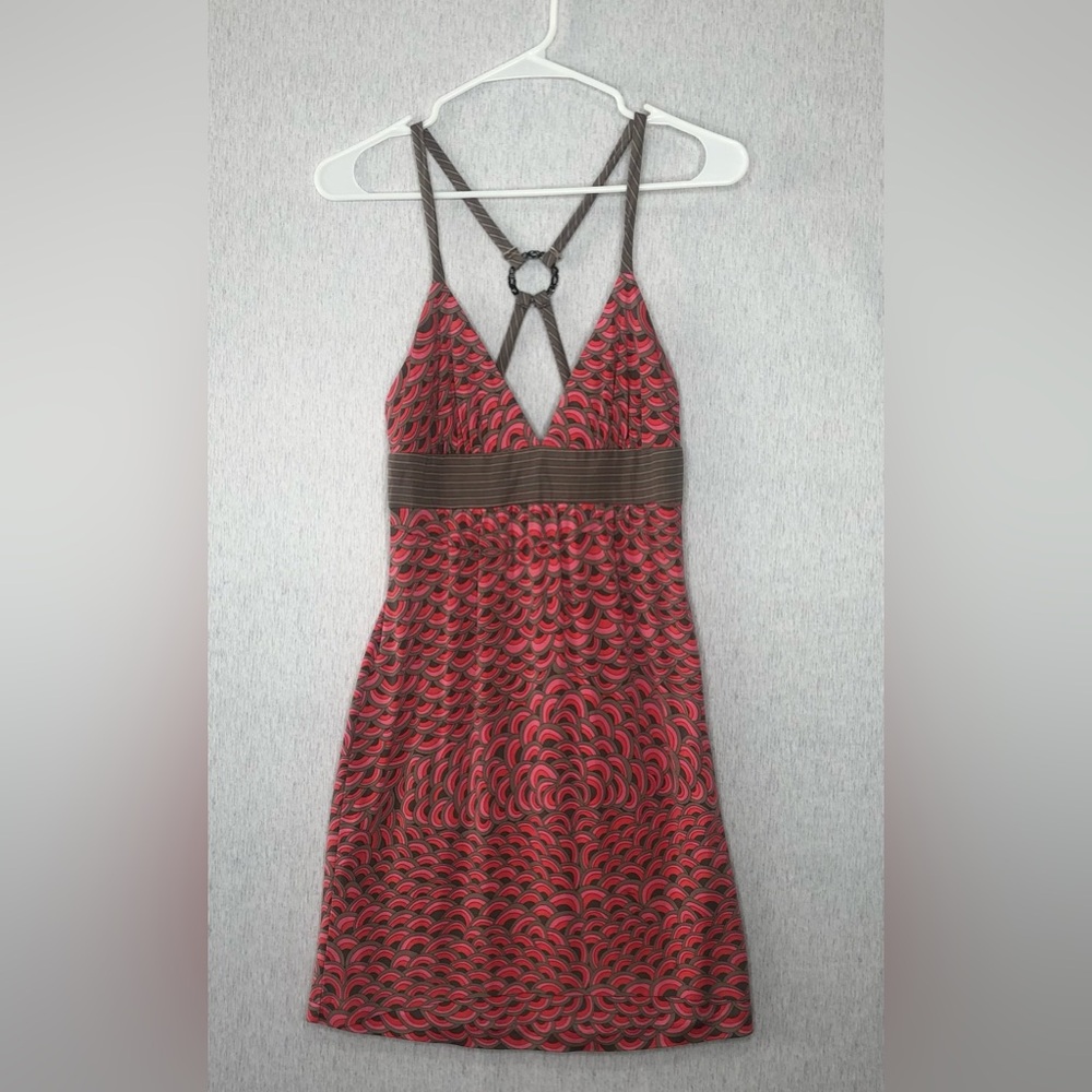 Trina Turk Mini Dress Women's 0 Silk Pink Brown Shoulder Strap Flamingo Lined